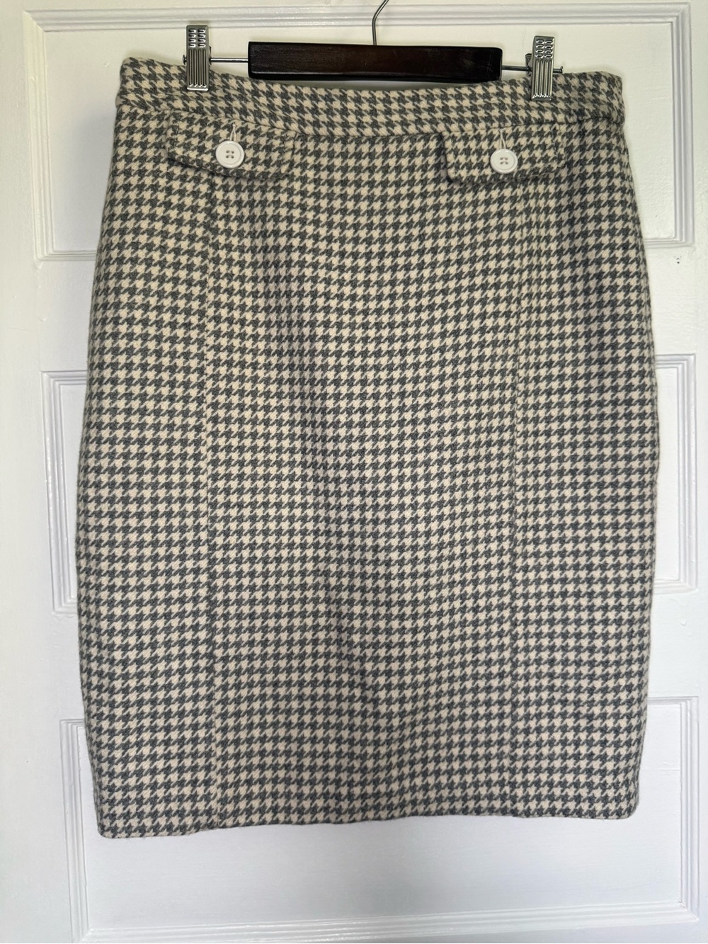 Joe Fresh Tweed Houndstooth Wool-Blend Pencil Skirt Dark Academia Minimalist 8